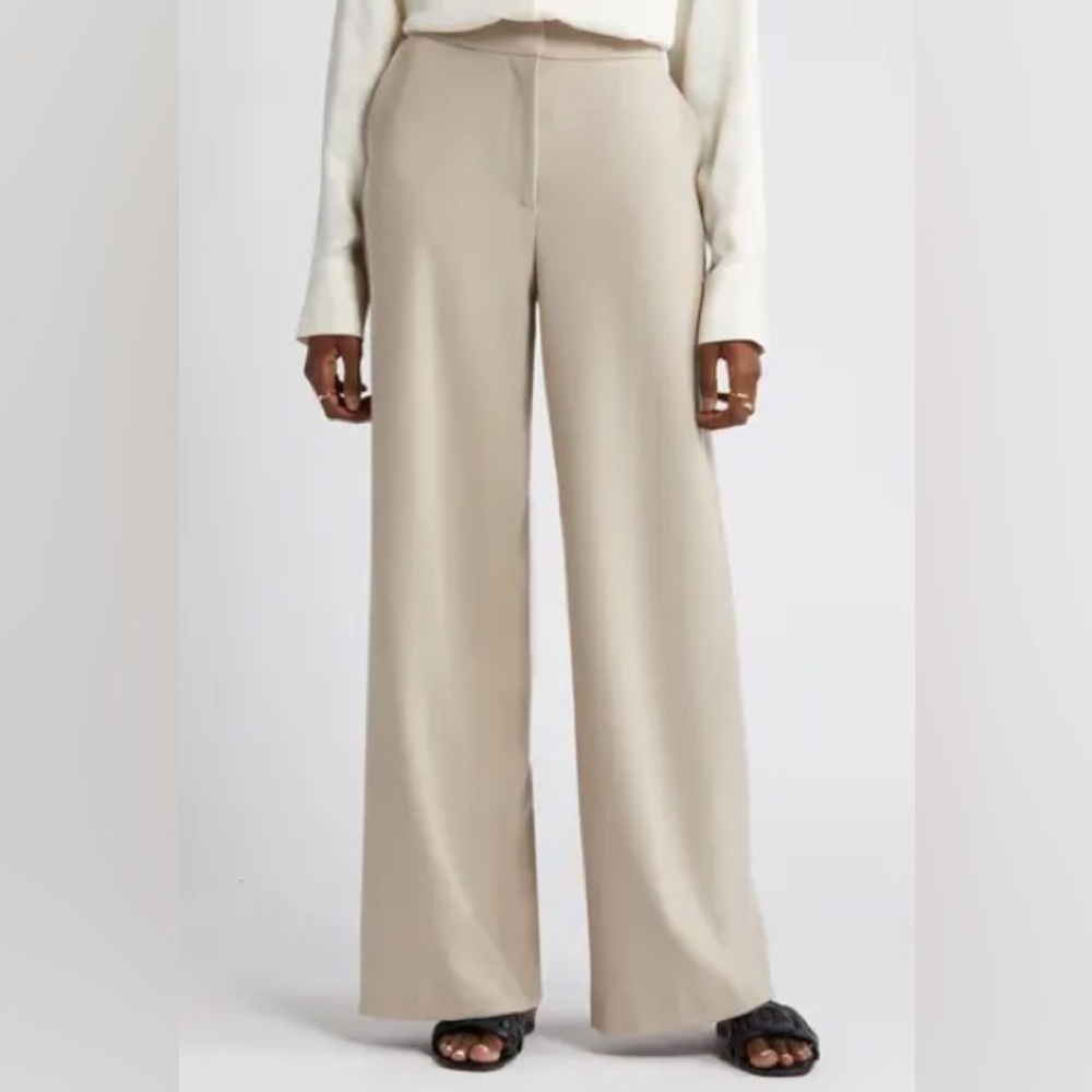 St. John Crepe Elegant Tan Ankle Straight-Leg Pants Sz8
